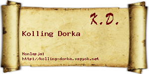 Kolling Dorka névjegykártya